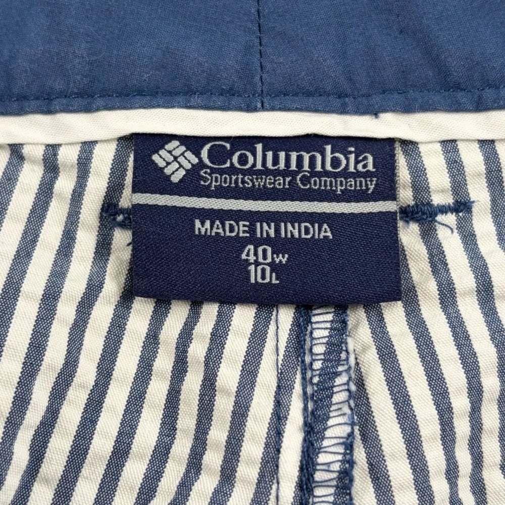 Columbia PFG Shorts Mens 40 Blue‎ White Striped Seersucker Fishing FM1086